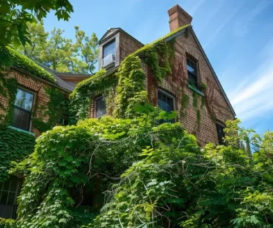 a historic brick building surrounded by lush green trees and a clear blue sky in watertown, ct.