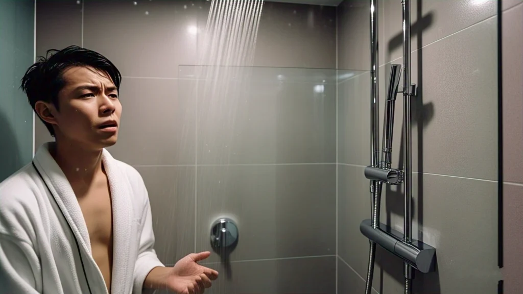 person_adjusting_shower_temperature_with_a_disappointed